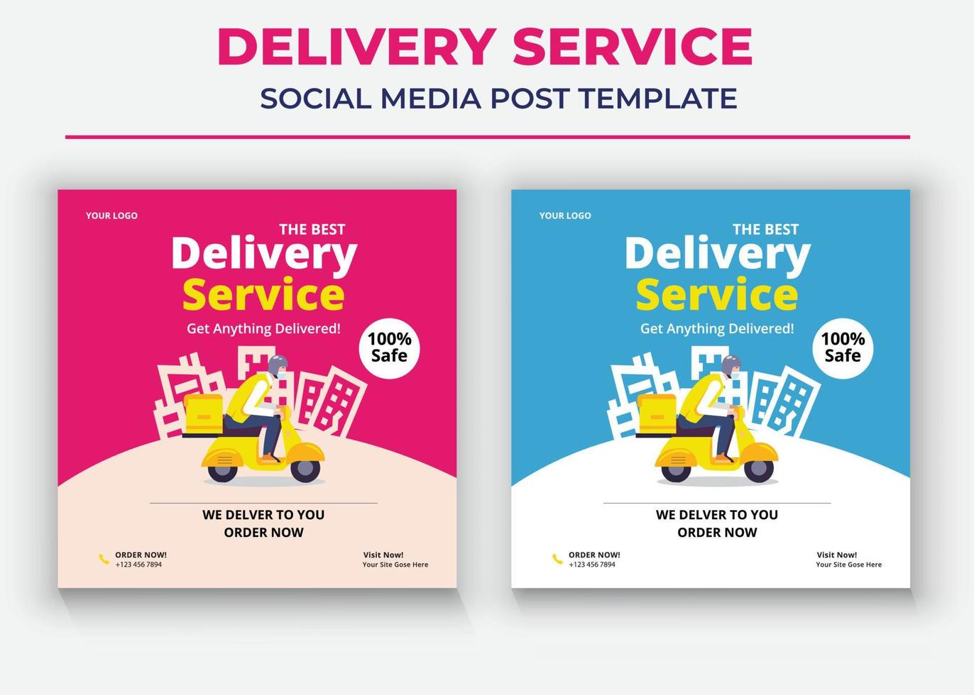 bezorgservice social media post en flyer vector