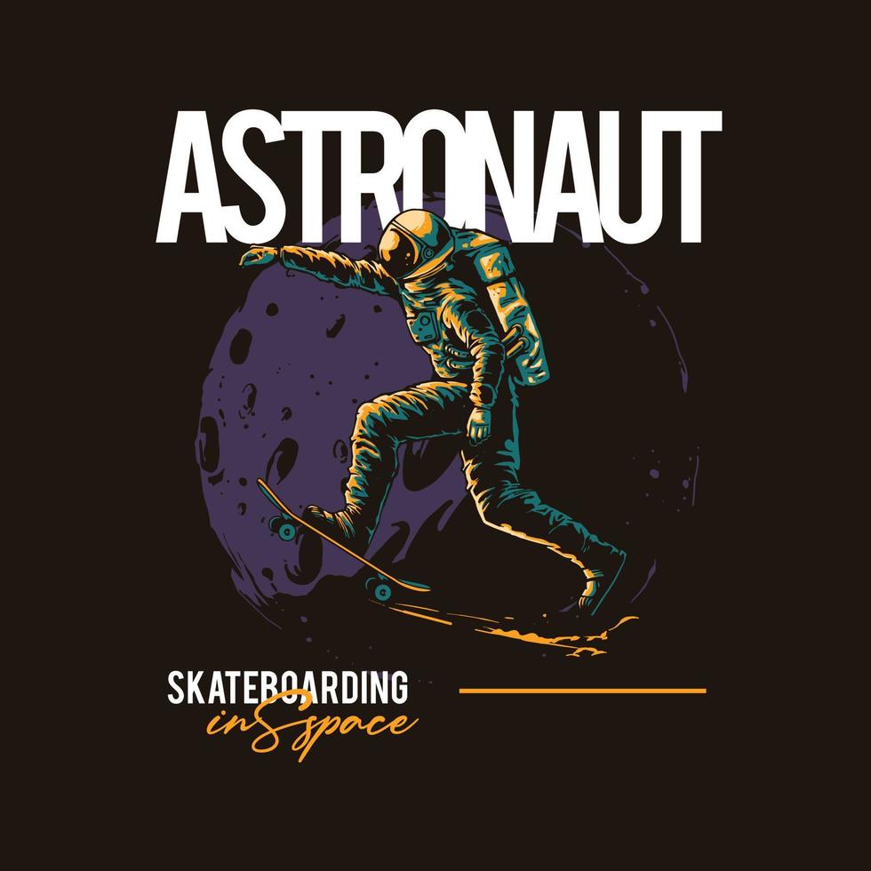 Astronout-skateboard met lay-outontwerp voor streetwear vector