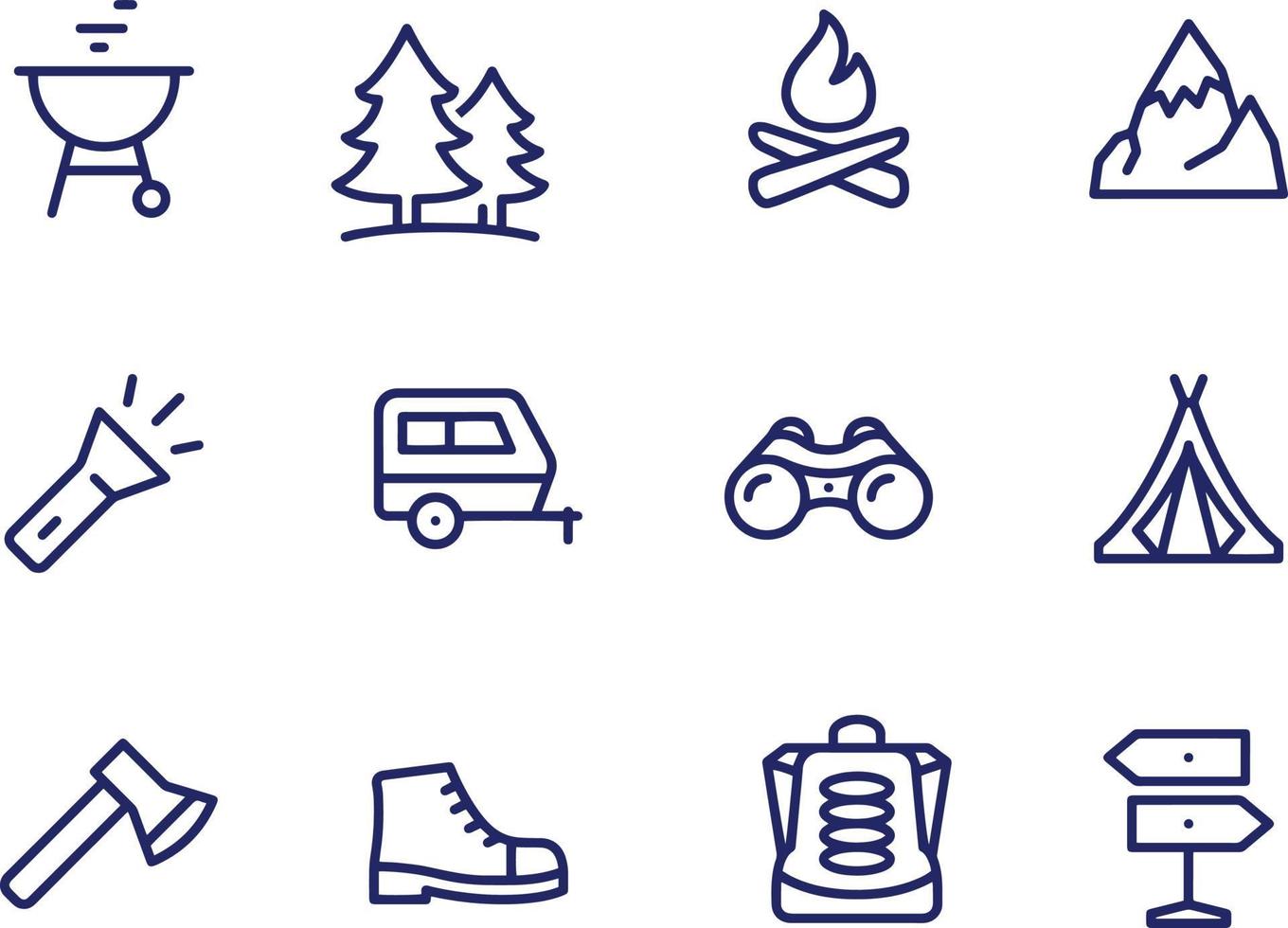 camping lijn iconen vector design