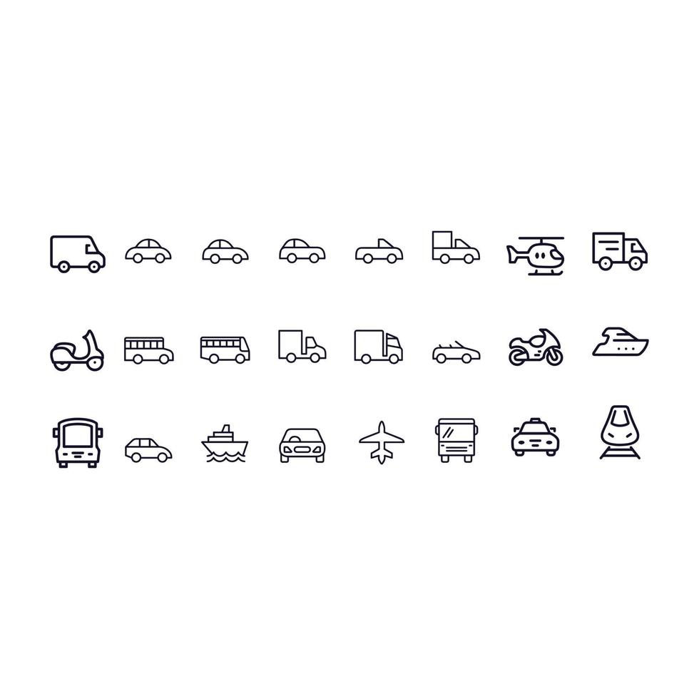 wijze van vervoer iconen vector design