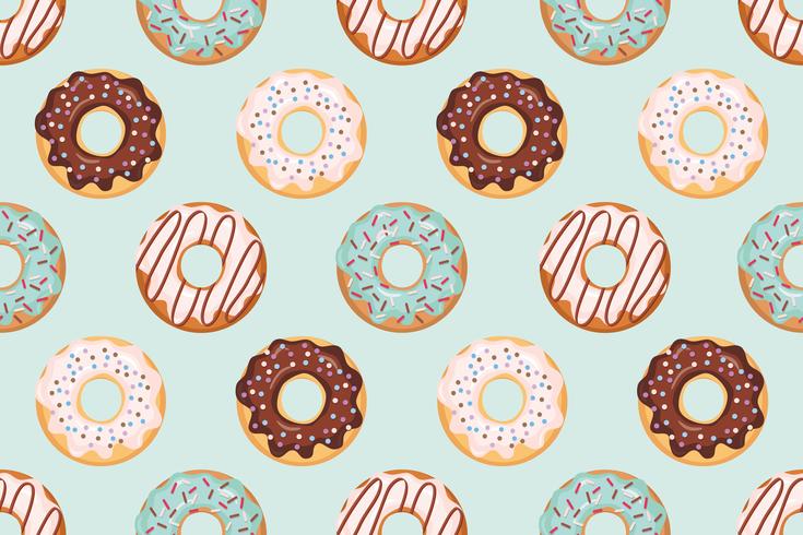 Naadloos patroon met geglazuurde donuts blauwe en beige kleuren vector