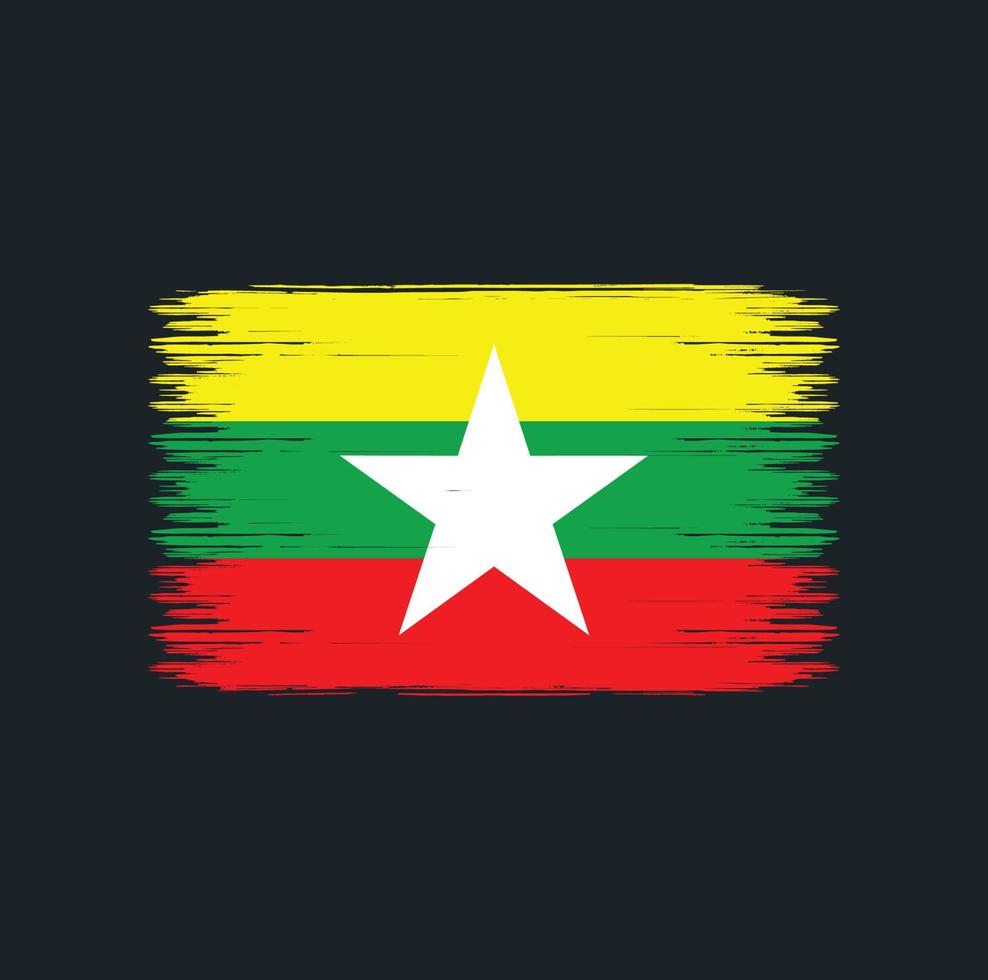 Myanmar vlag penseelstreken. nationale vlag vector