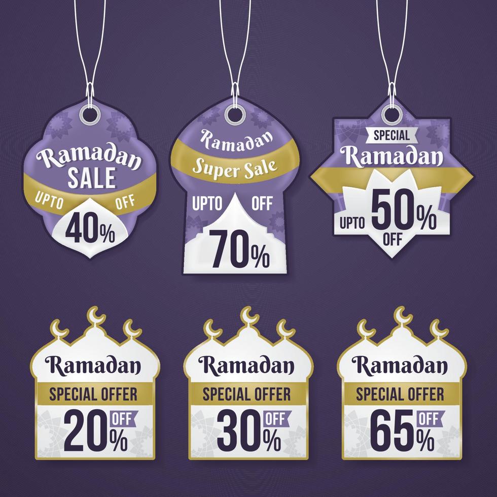 verkoop banner tag of label voor ramadan kareem vector