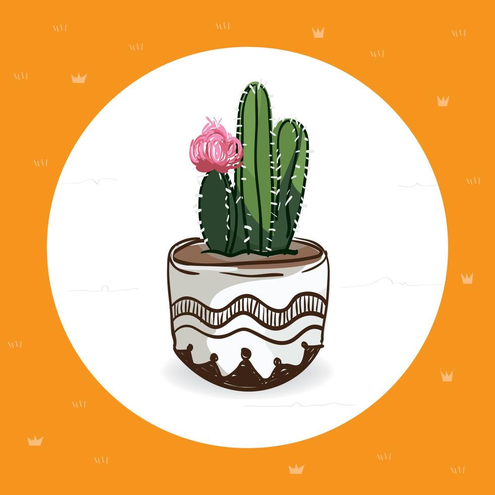 schattige cactus met hand-tekenstijl vector