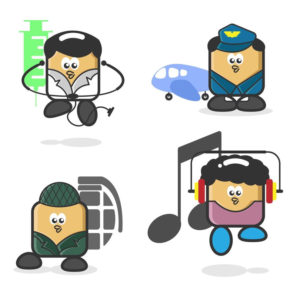 schattige personages in verschillende beroepen. doodle ontwerp vector