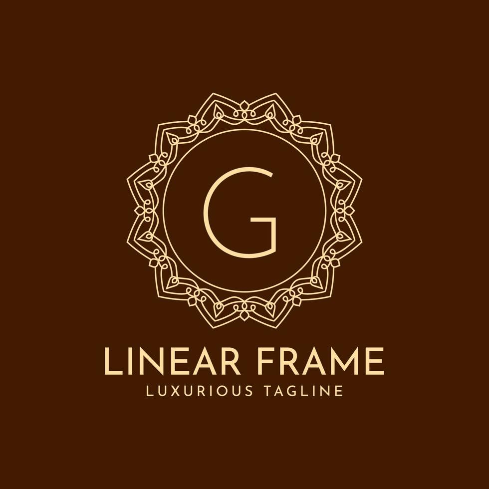 letter g minimalistische cirkel frame lineaire luxe decoratie vector logo ontwerp