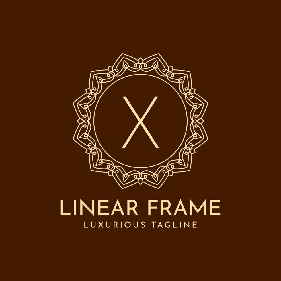 letter x minimalistische cirkel frame lineaire luxe decoratie vector logo ontwerp