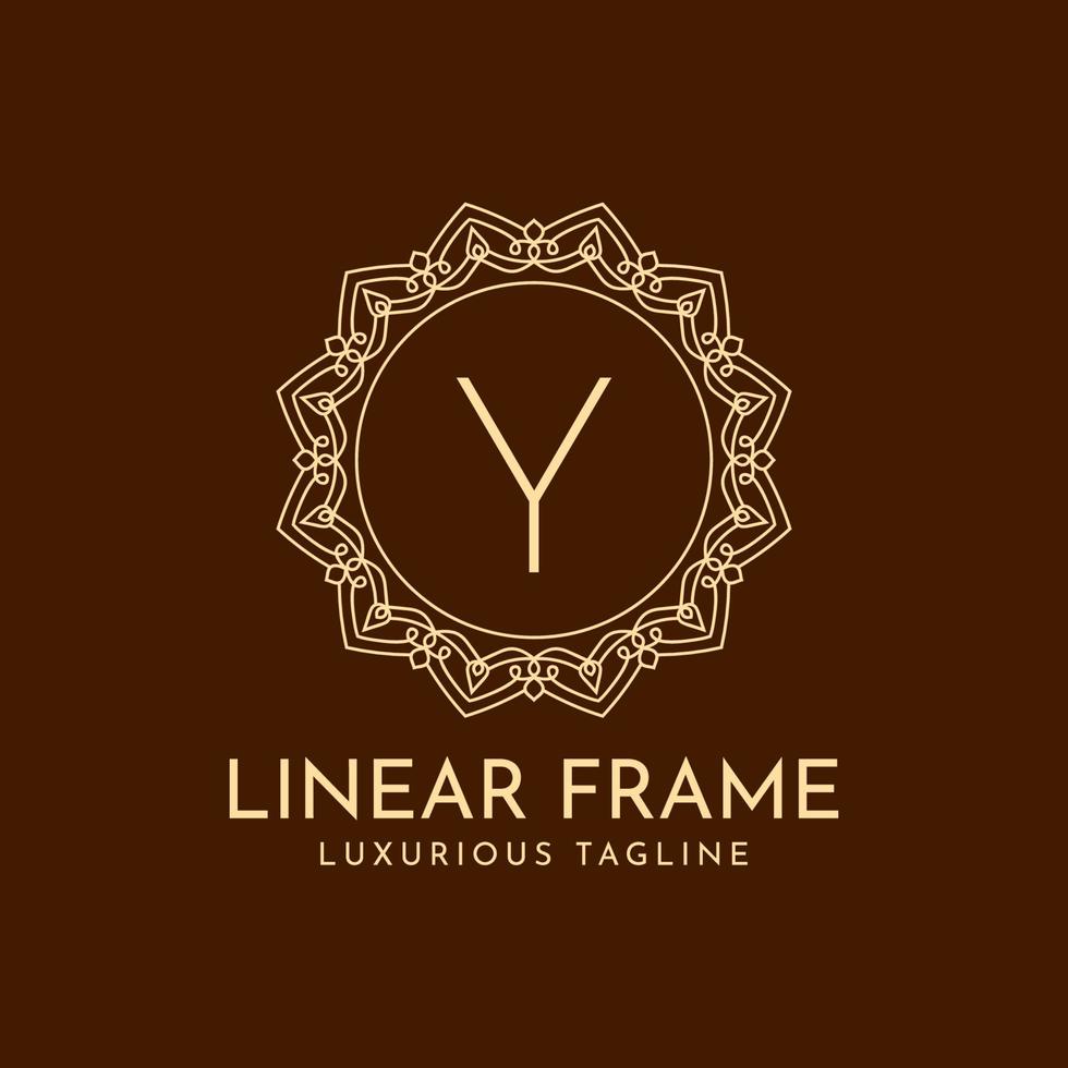 letter y minimalistische cirkel frame lineaire luxe decoratie vector logo ontwerp