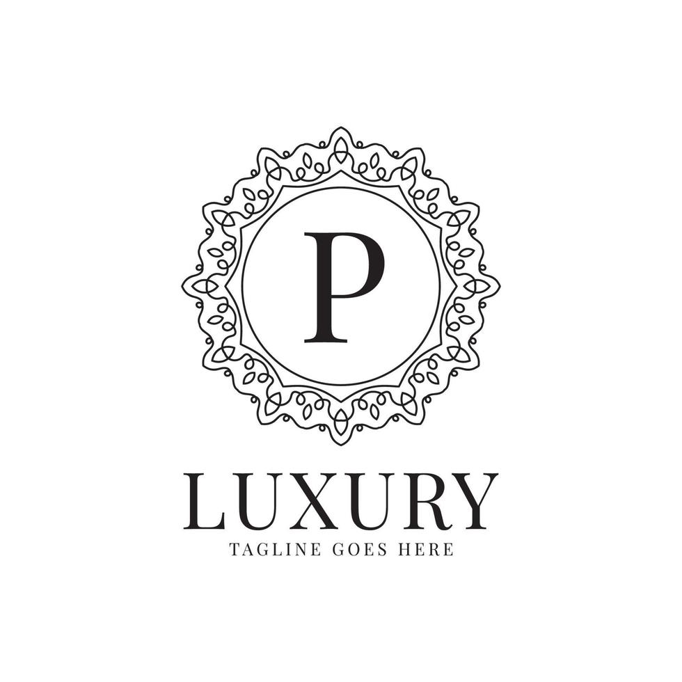 letter p luxe cirkel minimalistische kant decoratie vector logo ontwerp