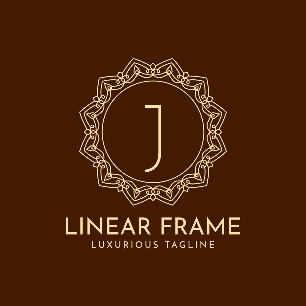 letter j minimalistische cirkel frame lineaire luxe decoratie vector logo ontwerp