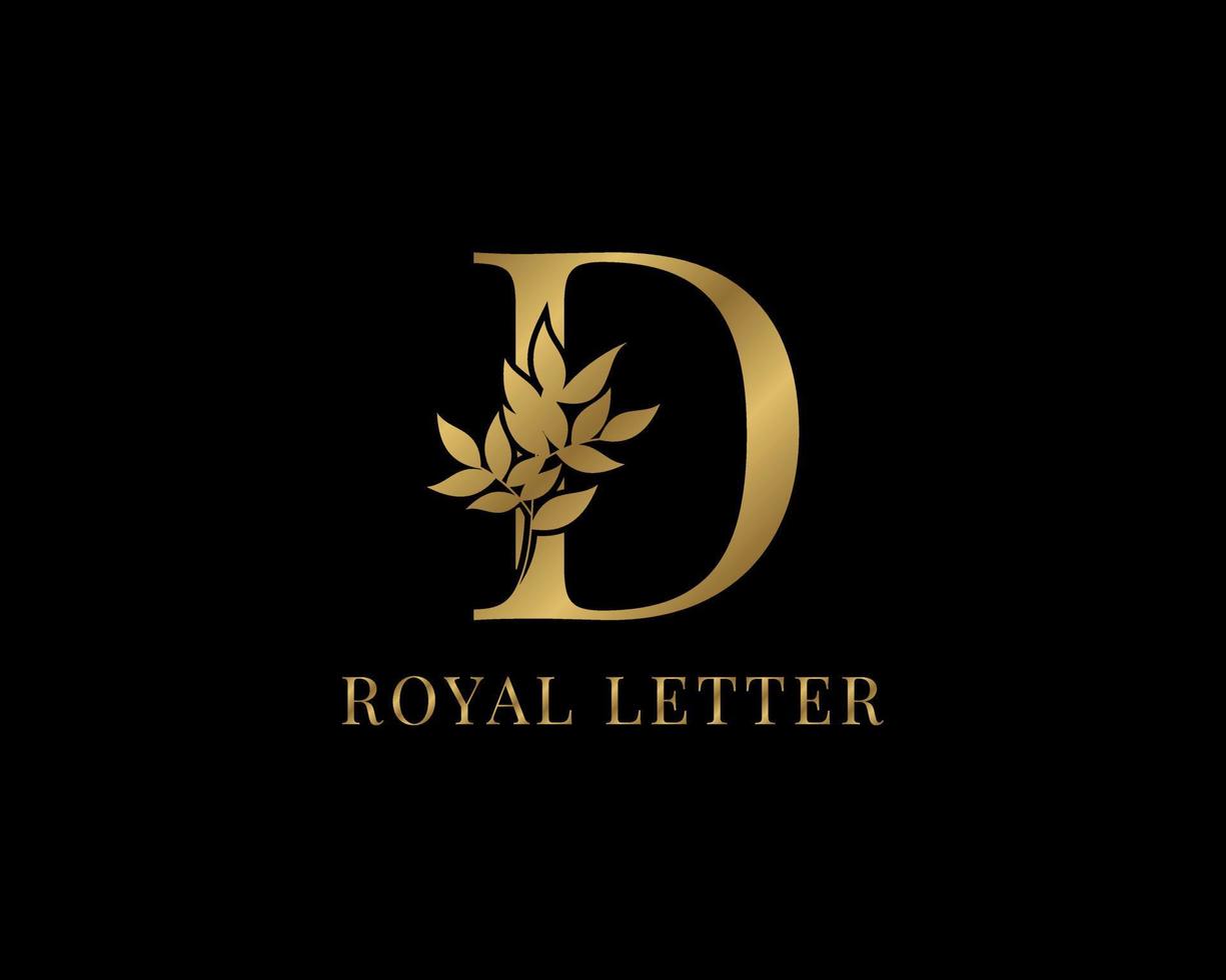 luxe decoratieve vintage gouden koninklijke letter d vector