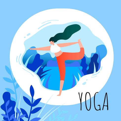 Vrouw in Asana Position Yoga-oefening vector