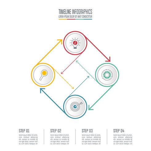 Verbonden cirkel infographic ontwerp bedrijfsconcept met 4 opties. vector