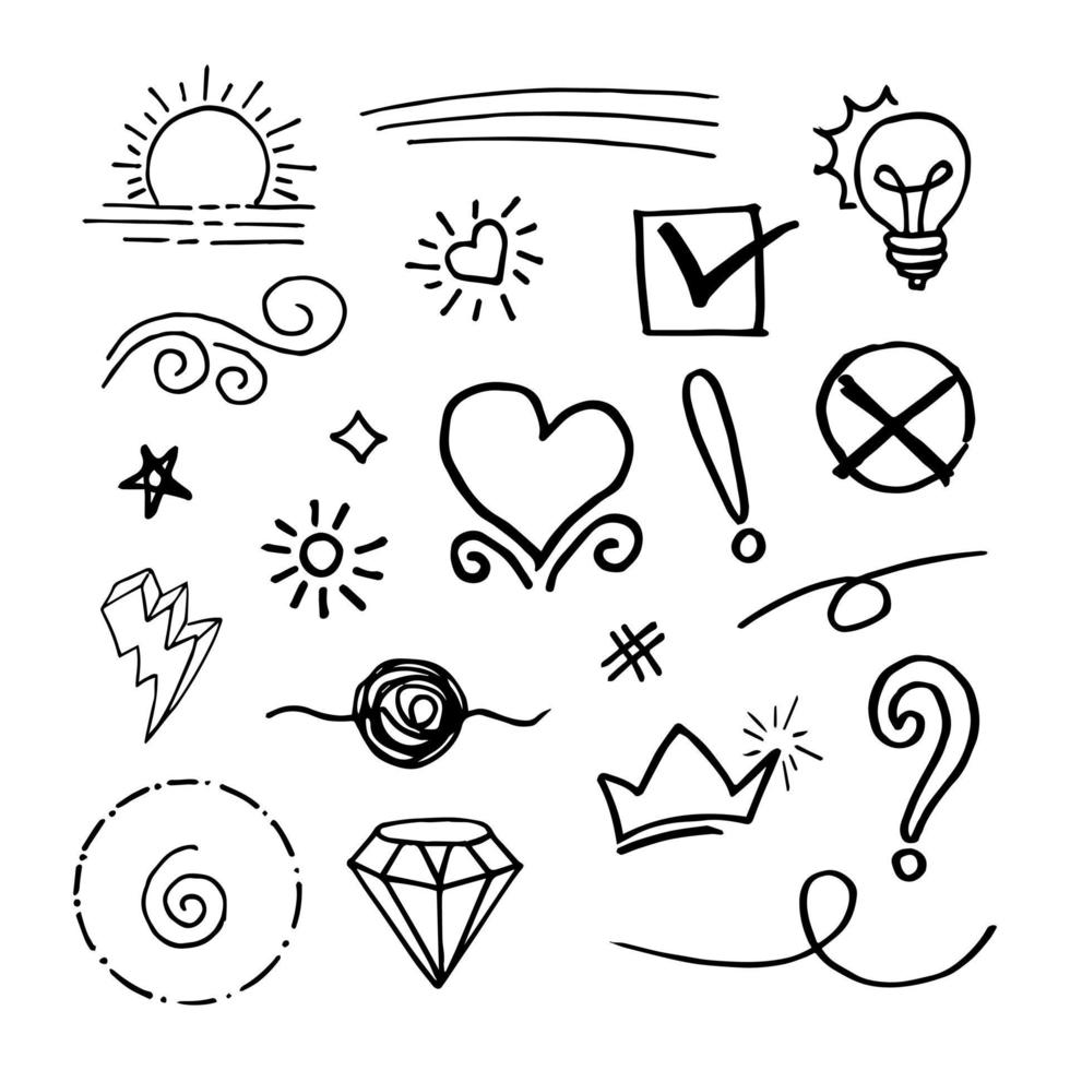 doodle element vector set, voor conceptontwerp.