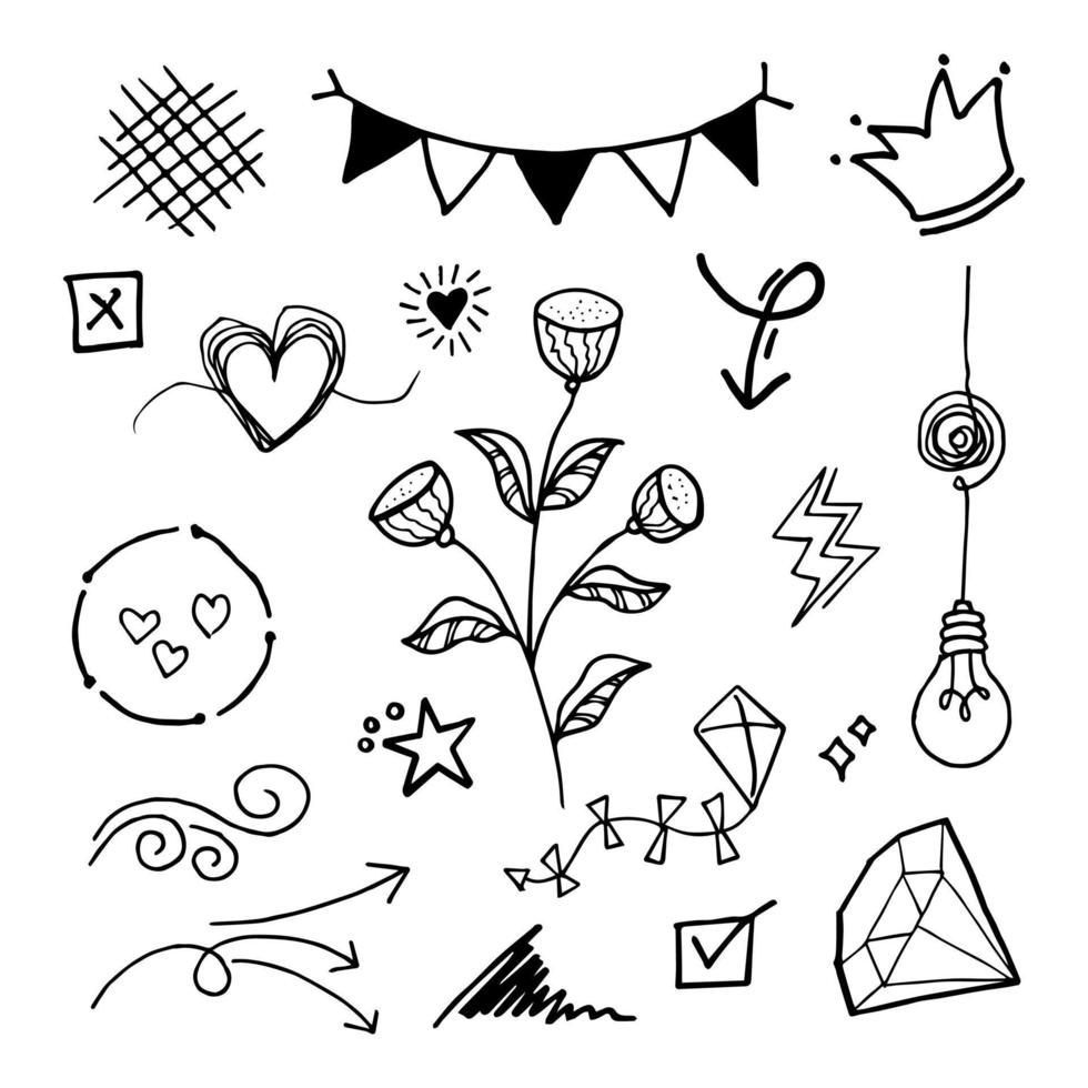 doodle element vector set, voor conceptontwerp.