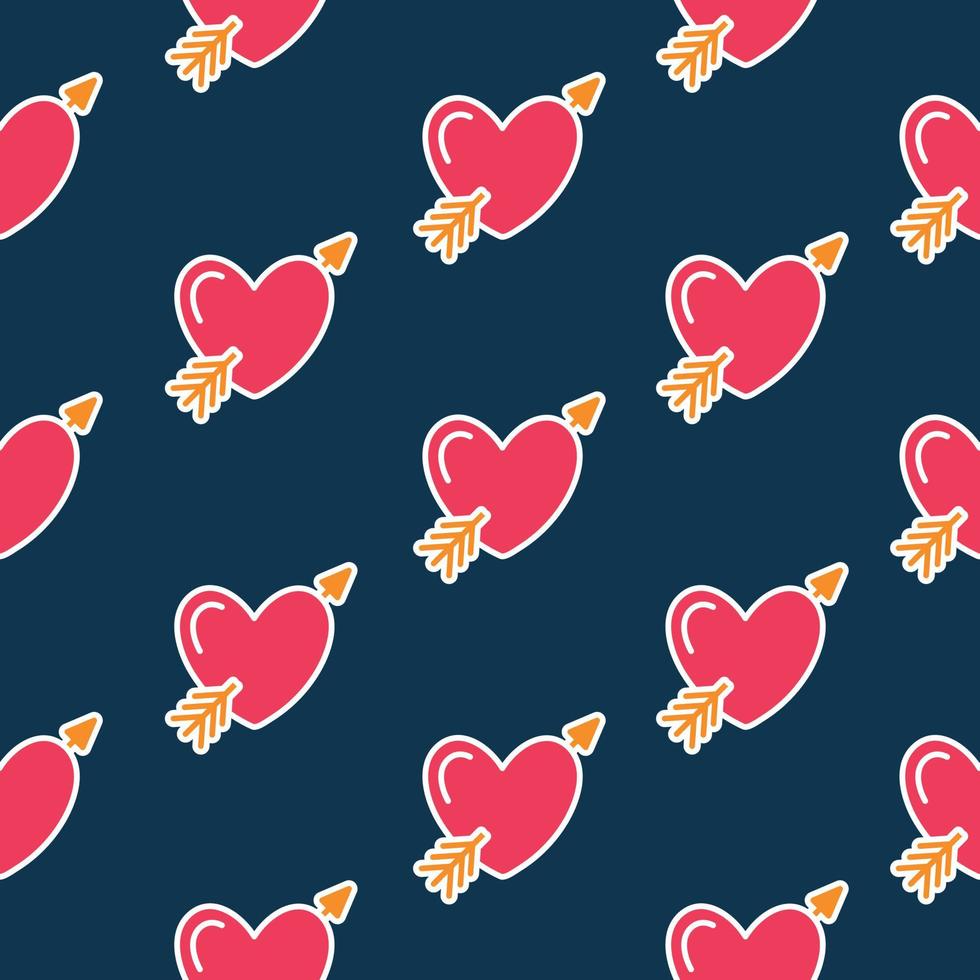 illustratie van naadloos patroon van het hartsymbool met cupido's arrow vector