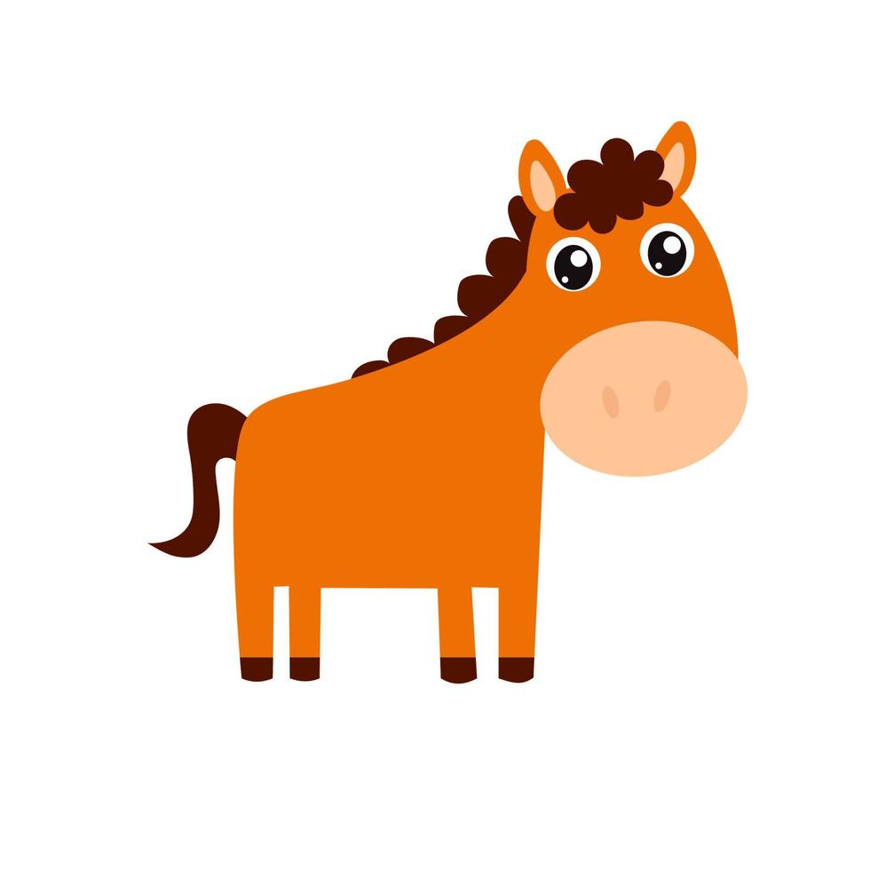 schattig klein paard voor kinderboek vector