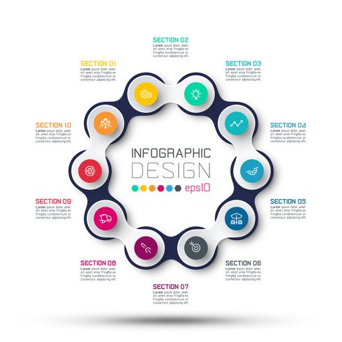 Cirkel gekoppelde infographics vector