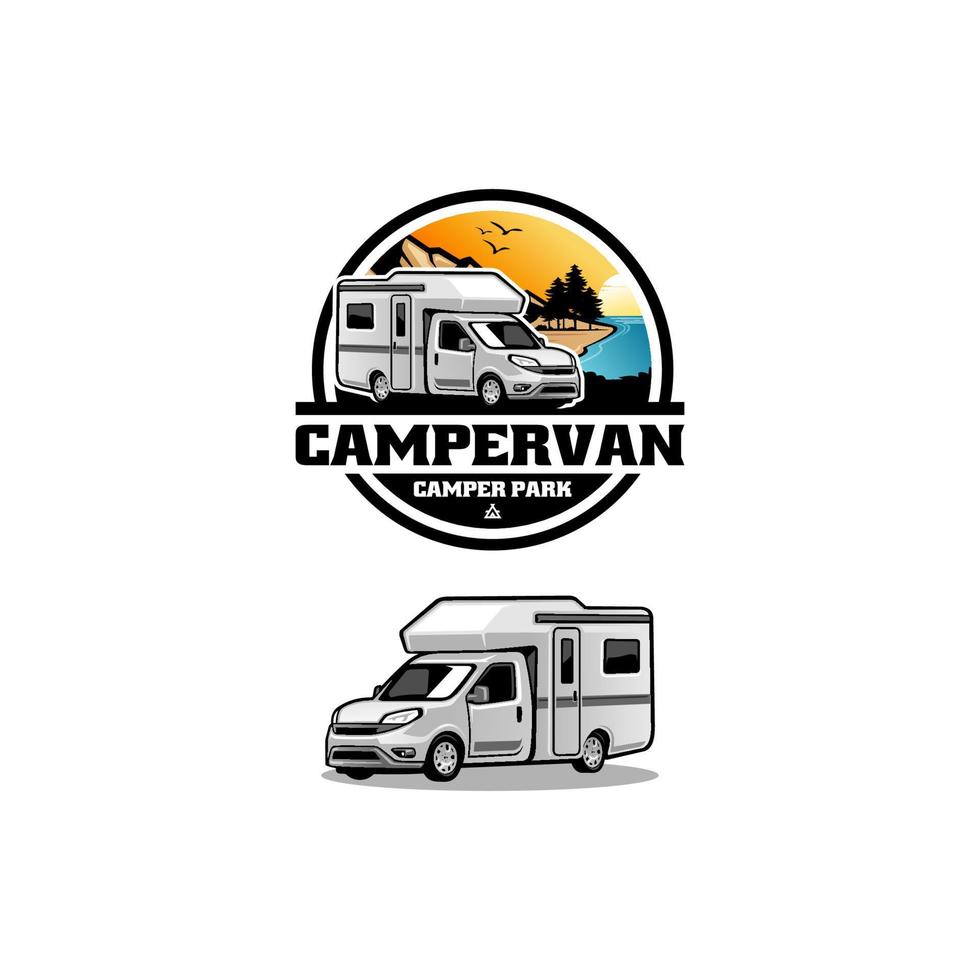 rv caravan - camper illustratie logo vector