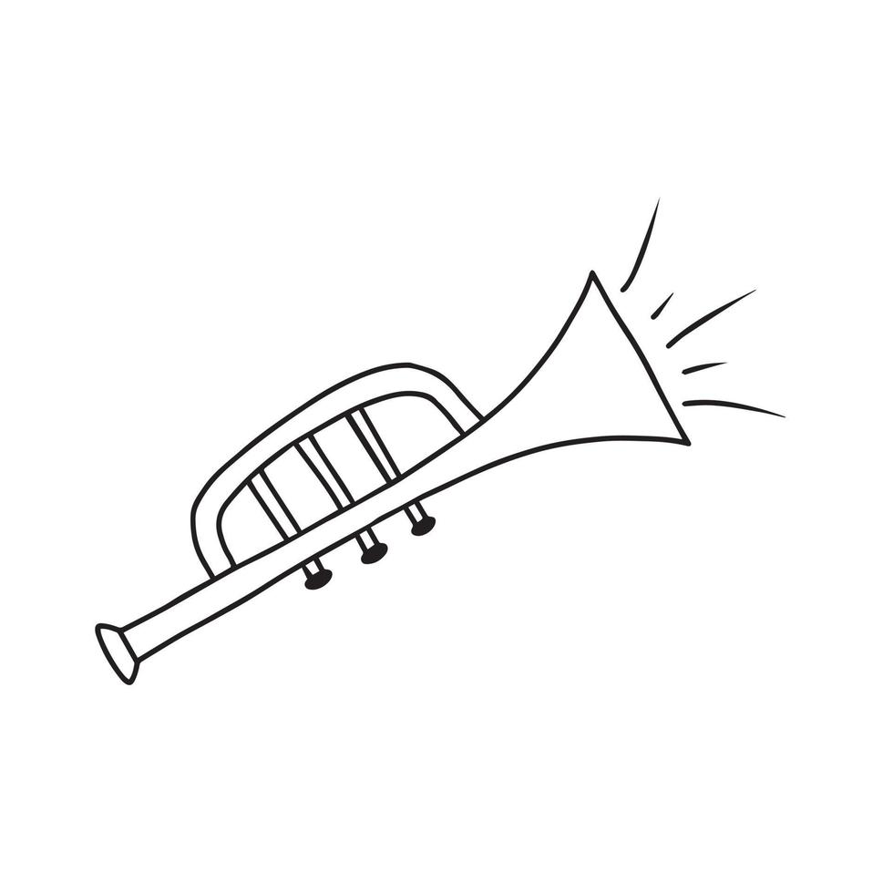 trompet geïsoleerd op een witte achtergrond. vectorillustratie in doodle stijl. blaas muziekinstrument. vector