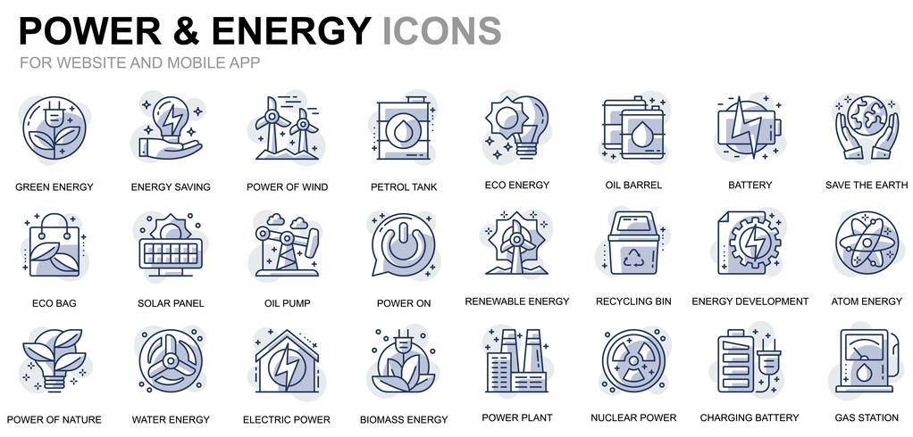 Power Industry en Energy Line Icons vector