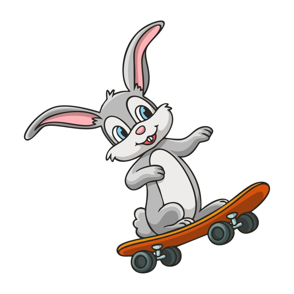 cartoon illustratie skateboard konijntje vector