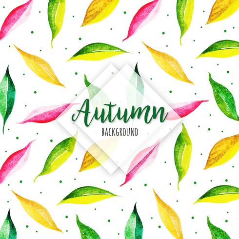 Moderne blad mooie aquarel herfstbladeren achtergrond vector