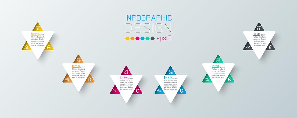 Zakelijke infographic met 6 stappen vector