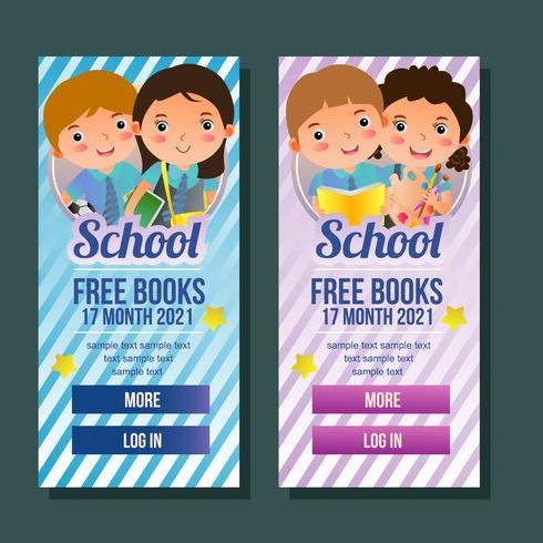 school verticale banner met kinderen vector