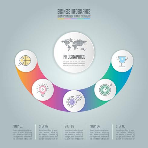 infographic ontwerp bedrijfsconcept met 5 opties, onderdelen of processen. vector