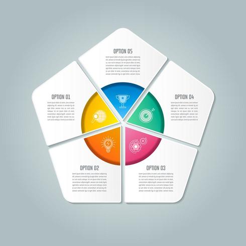 infographic ontwerp bedrijfsconcept met 5 opties, onderdelen of processen. vector