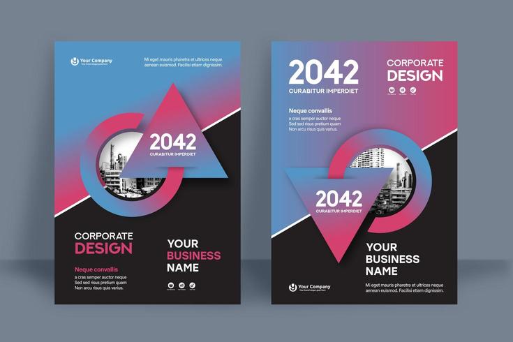 Gecombineerde blauwe en rode stad achtergrond Business Book Cover ontwerpsjabloon vector
