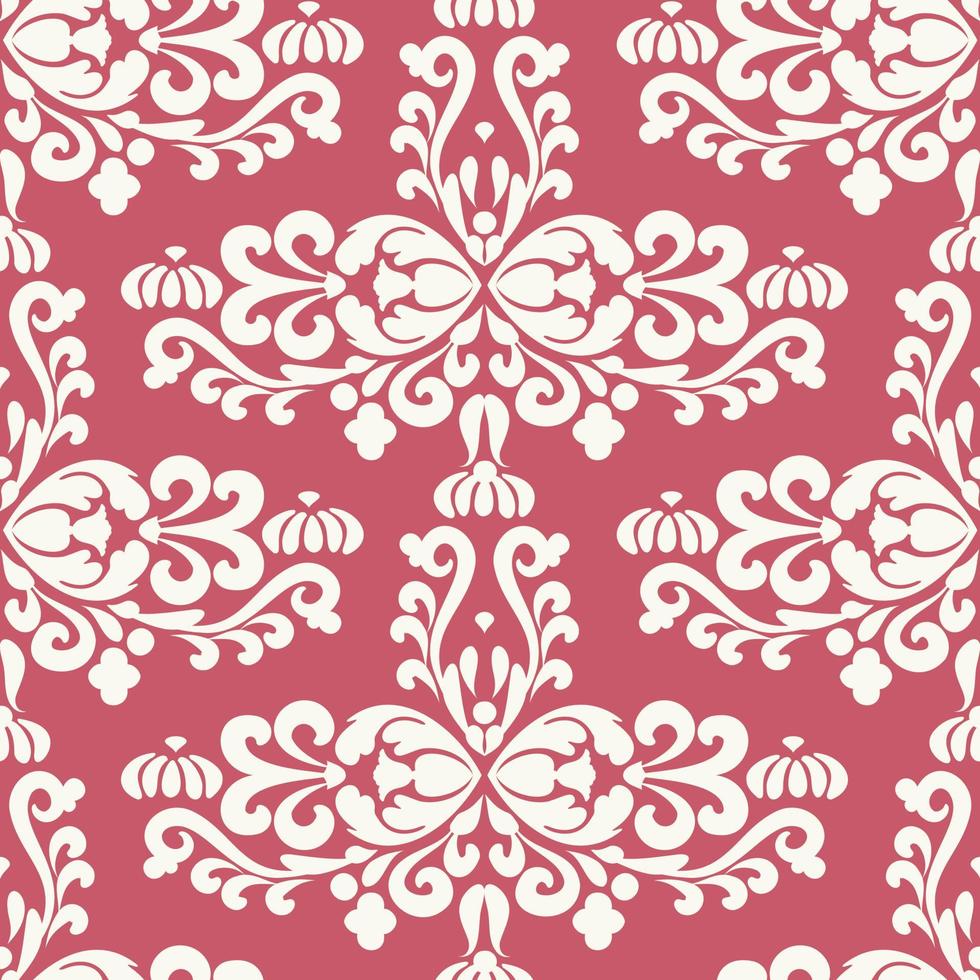 wit damast ornament op roze achtergrond naadloze patroon. islamitische sieraad decoratieve textuur. roze, witte kleur. islamitische sieraad decoratieve textuur. voor stof, behang, verpakking. vector