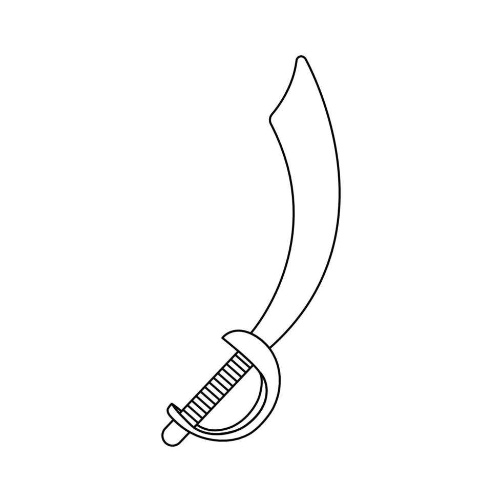 piraat zwaard overzicht pictogram illustratie op geïsoleerde witte achtergrond geschikt voor boek, ontwerpelement, wapen icon vector