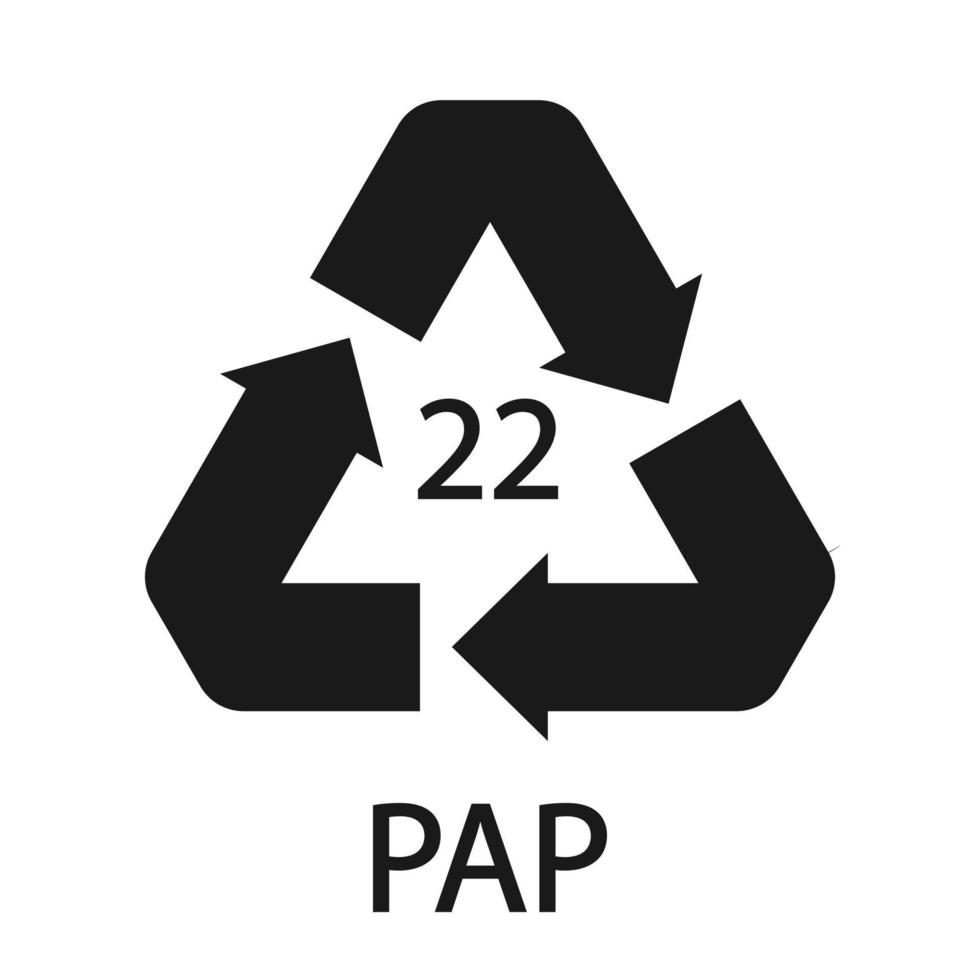 papier recycling symbool pap 22. vectorillustratie. vector