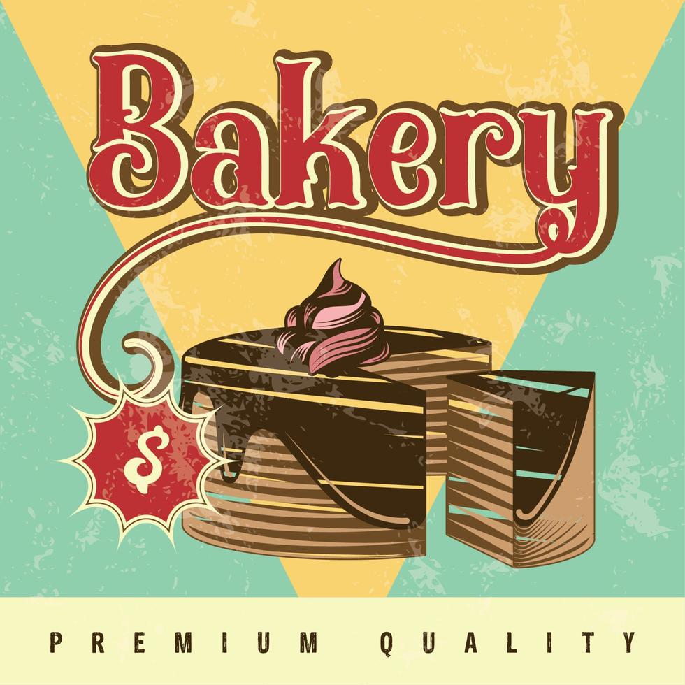 gebak kleur vintage bakkerij winkel illustratie cake dessert vector