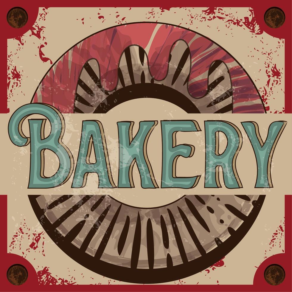 vintage bakkerij winkel poster illustratie premium kwaliteit donut vector