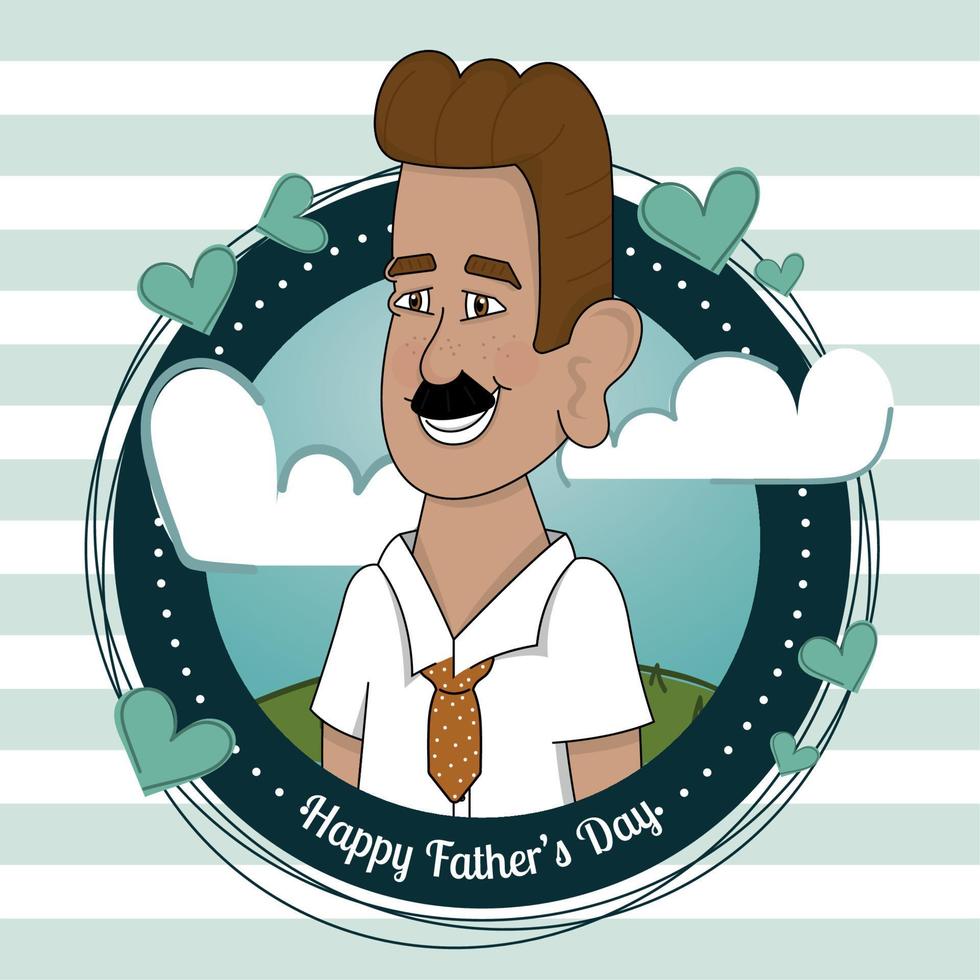 geïsoleerde gelukkige man op een badge vaderdag poster vector