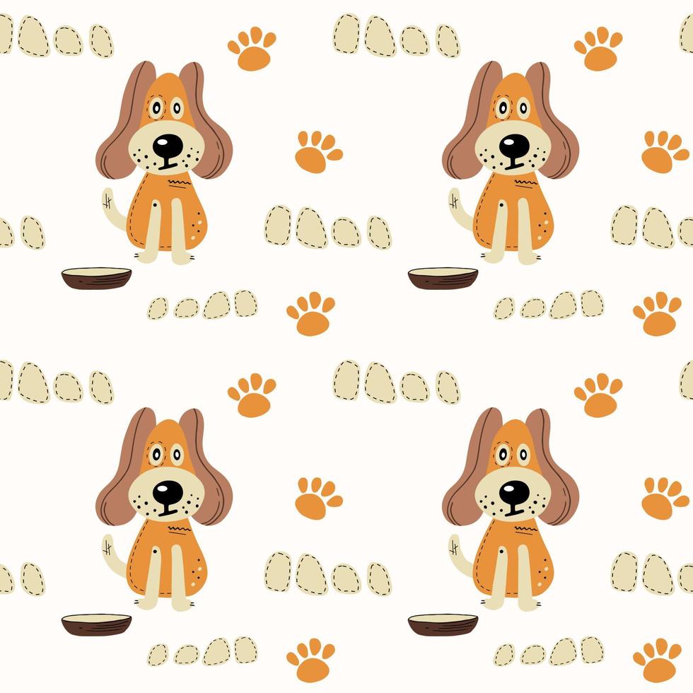 naadloos patroon met schattige honden. vector print met cartoon abstracte dieren in Scandinavische stijl