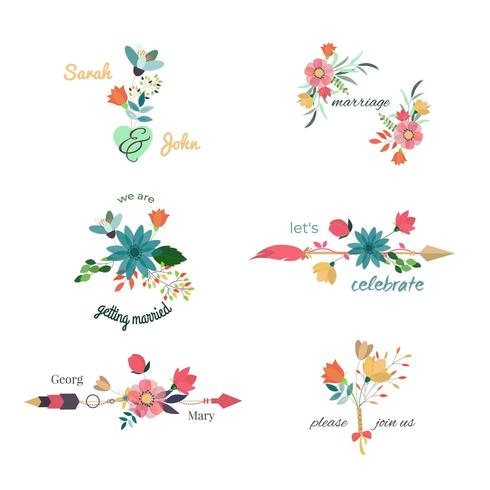 Set van prachtige bloemen bruiloft boeketten vector