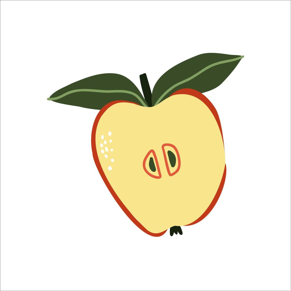 platte appel hand getrokken. vectorillustratie geïsoleerd op wit vector