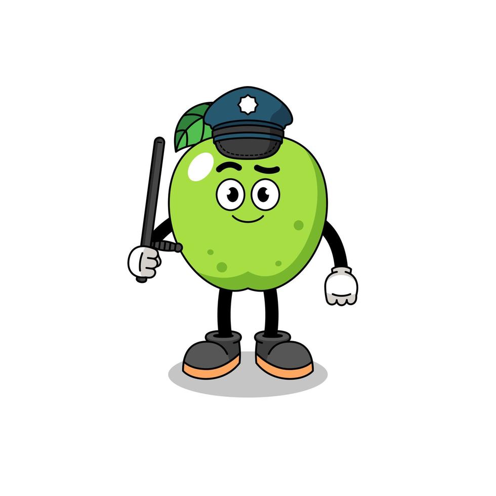 cartoon illustratie van groene appel politie vector