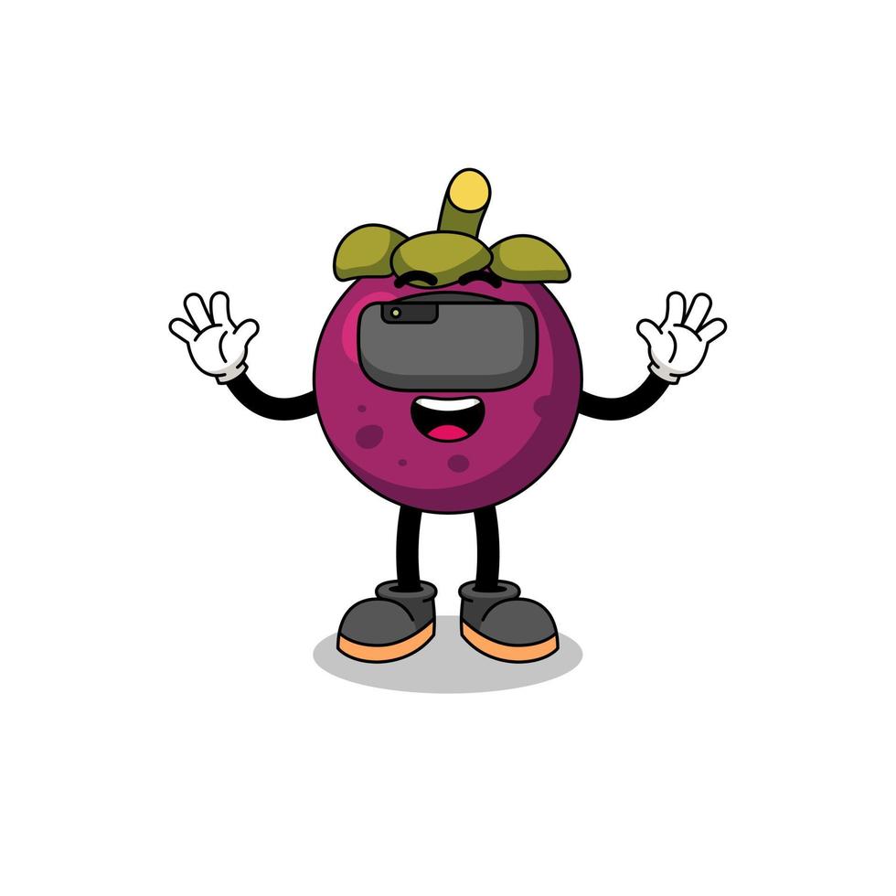 illustratie van mangosteen met een vr-headset vector