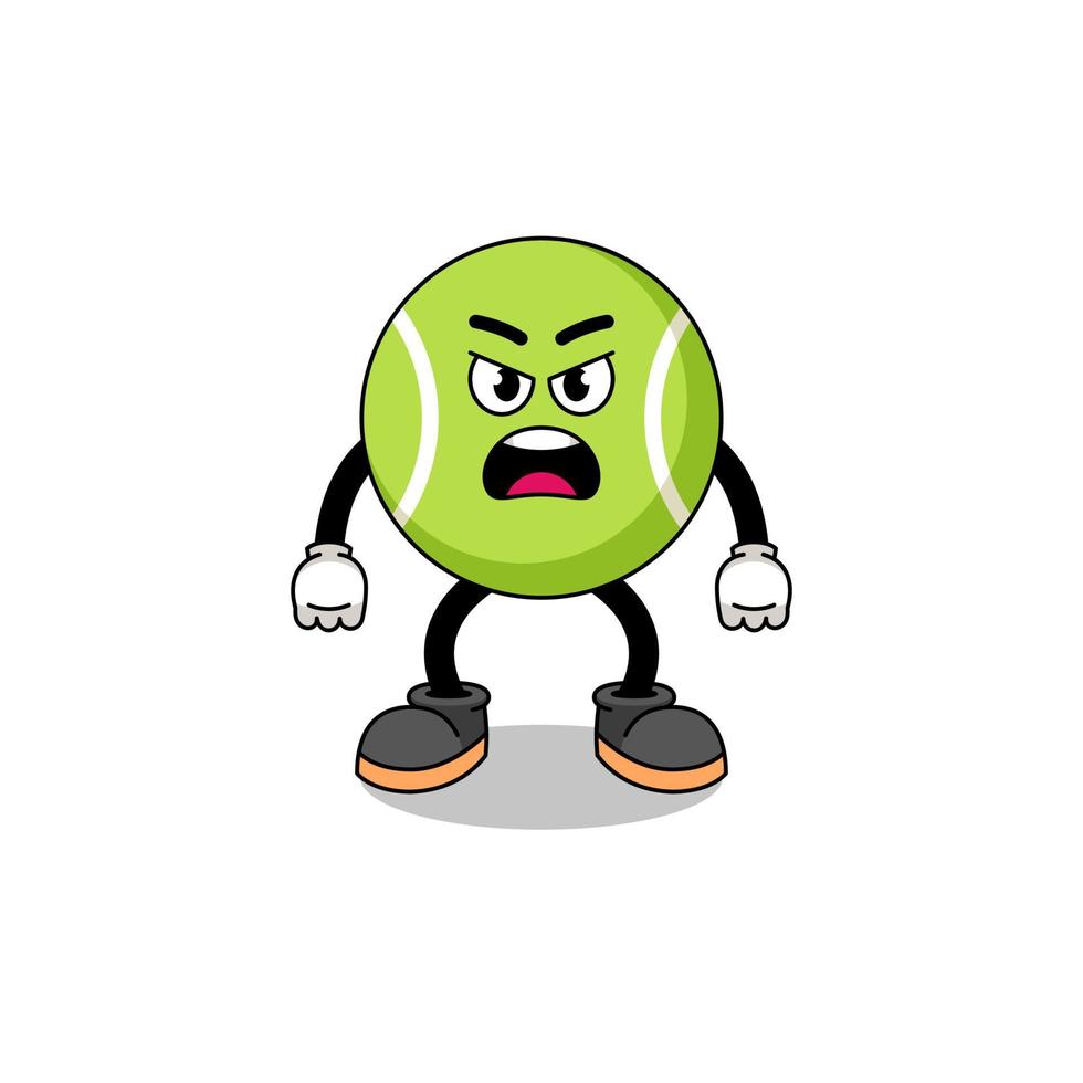 tennisbal cartoon afbeelding met boze uitdrukking vector