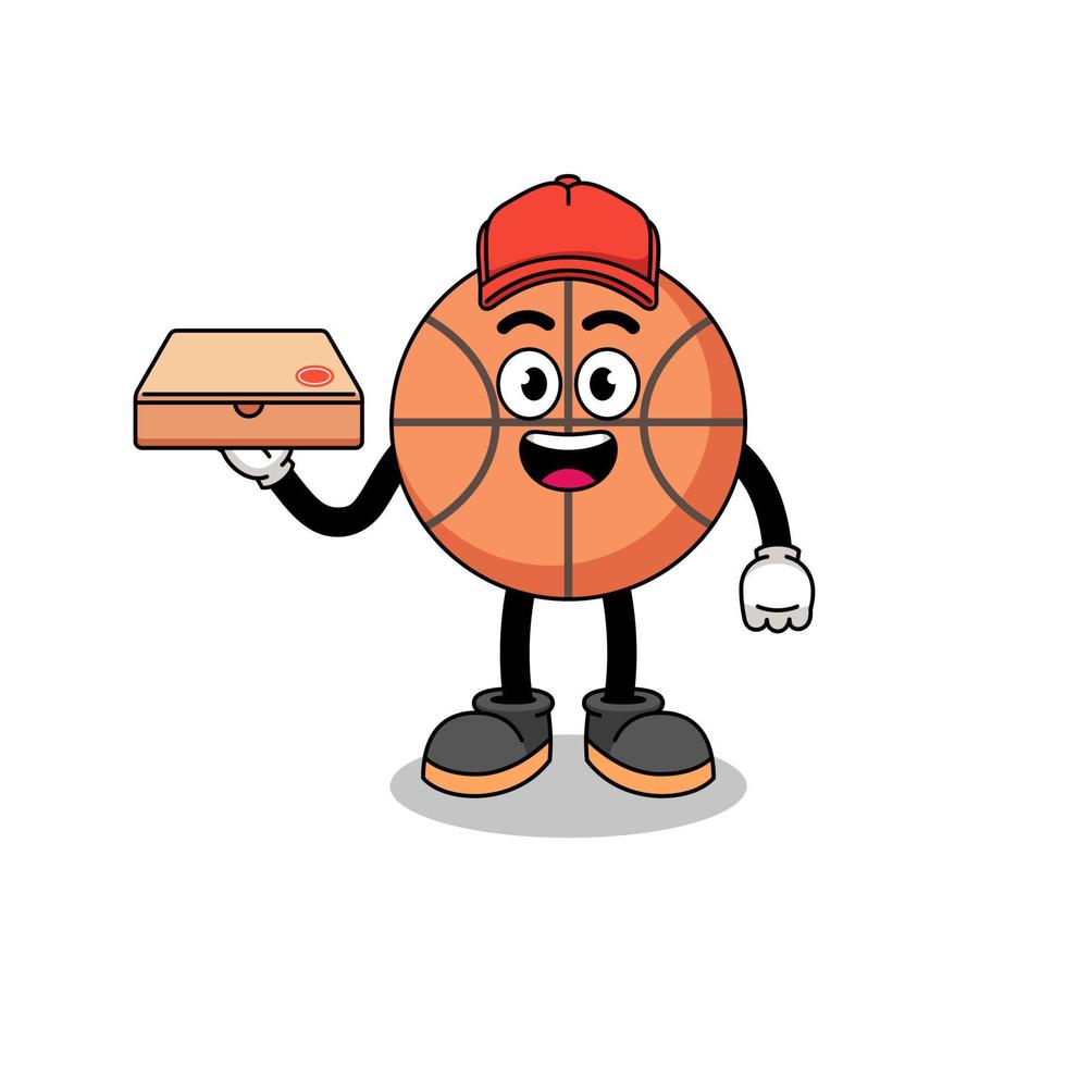 basketbalillustratie als pizzabezorger vector