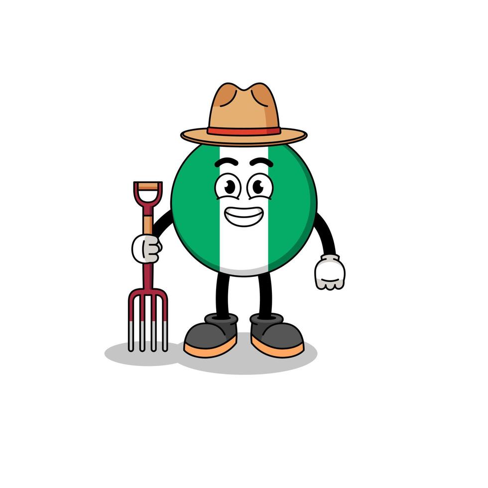 cartoon mascotte van nigeria vlag boer vector