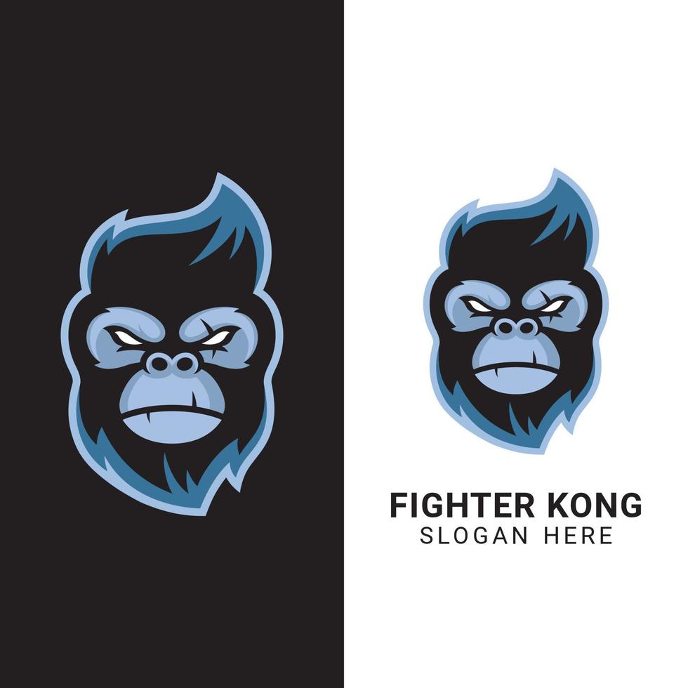 king kong gorilla hoofd gezicht illustratie voor esports logo ontwerp vector