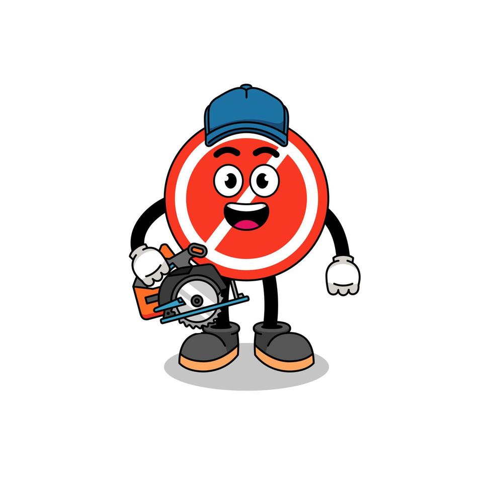 cartoon illustratie van stopbord als een schrijnwerker vector