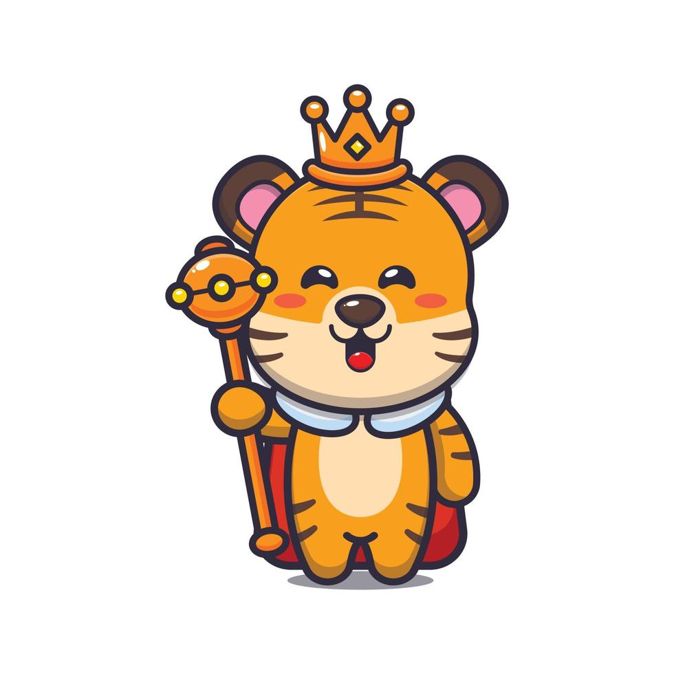 schattige tijger koning cartoon vectorillustratie vector