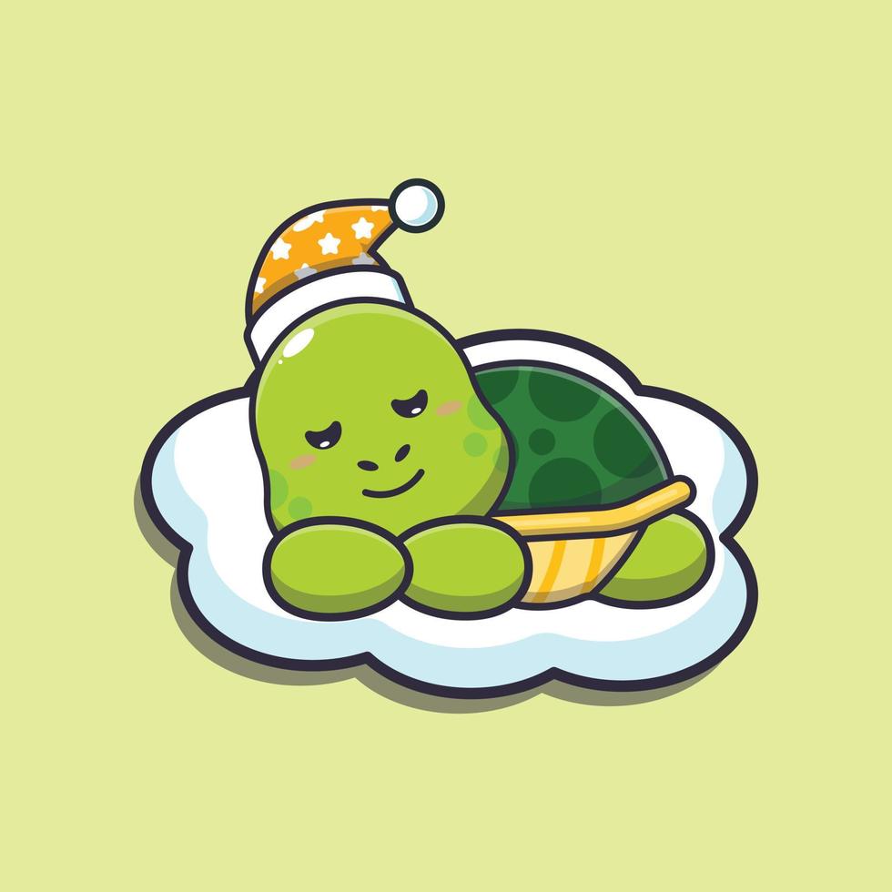 schattige schildpad slaap cartoon vectorillustratie vector
